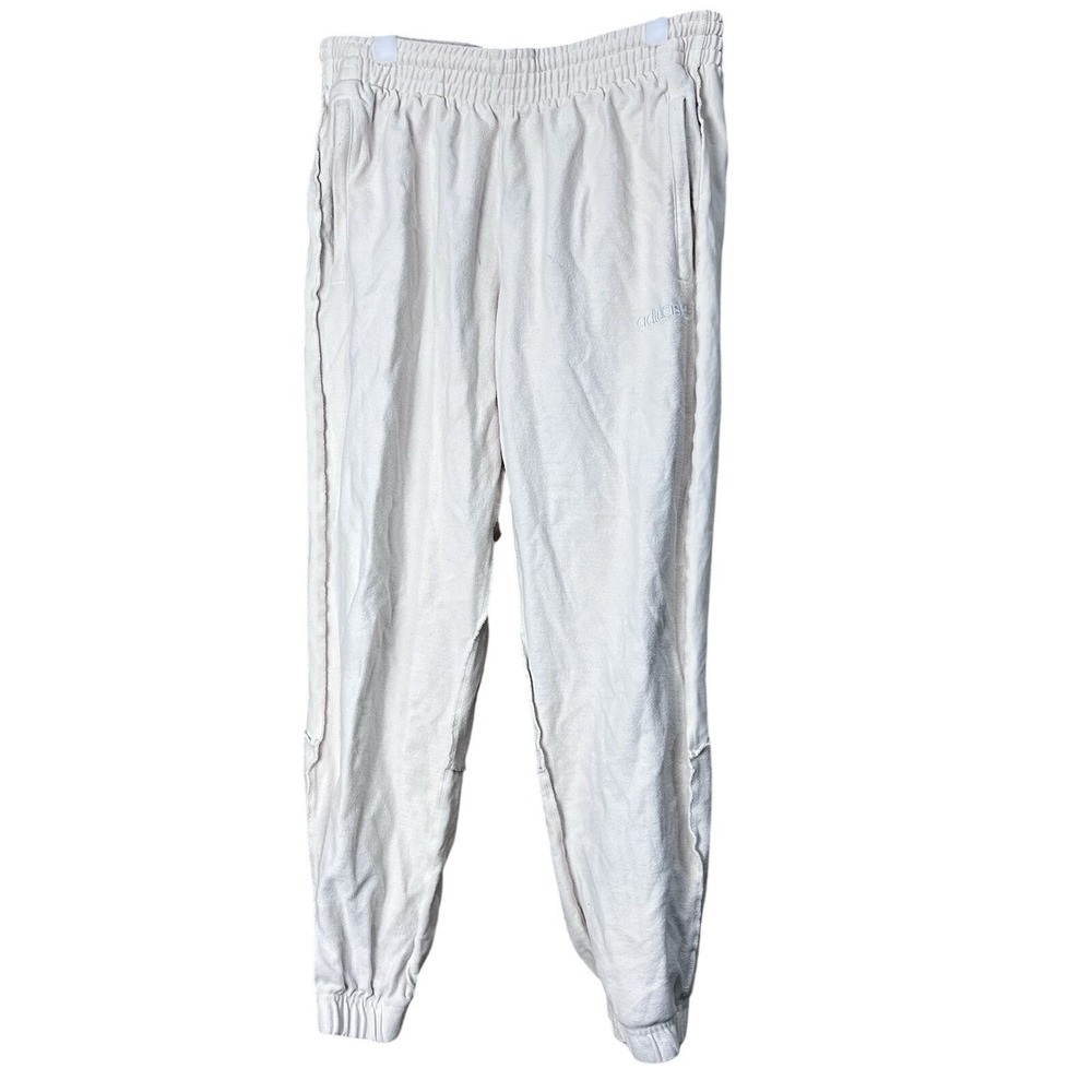 Adidas Sweatpants Mens L Cream Joggers Relaxed‎ Fit Lounge Athleisure Minimalist